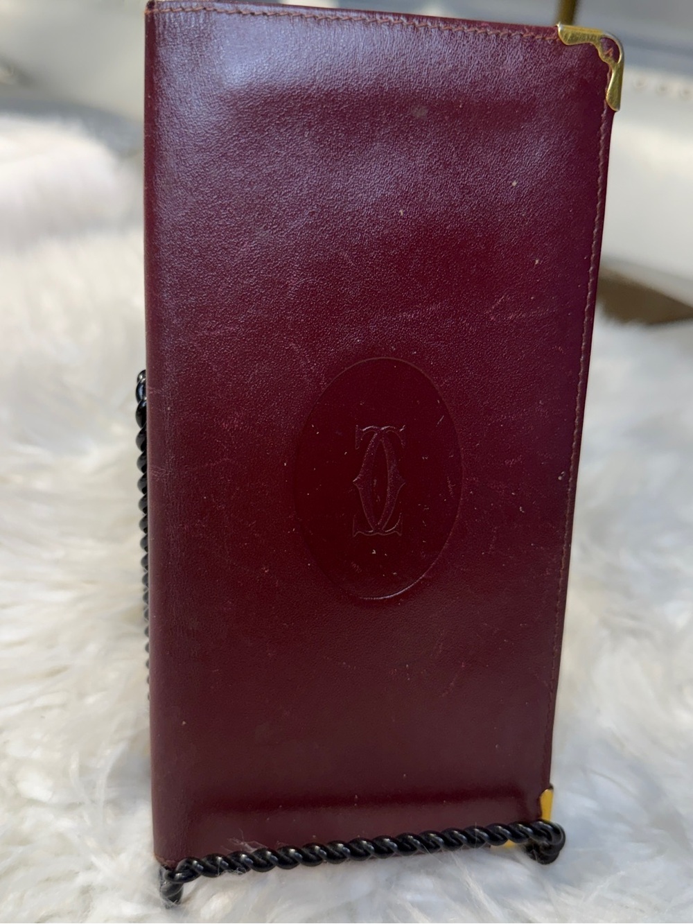 Vintage Authentic Cartier Burgundy Leather Long Wallet Checkbook Holder